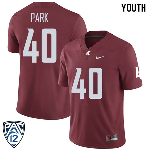 Youth #40 Tommy Park Washington State Cougars College Football Jerseys Sale-Crimson